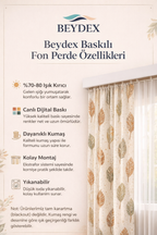 Krem Çiçek Soft Baskılı Fon Perde Çift Kanat