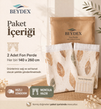 Krem Çiçek Soft Baskılı Fon Perde Çift Kanat